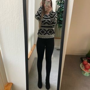 Grey & Black Geometric Print Sweater